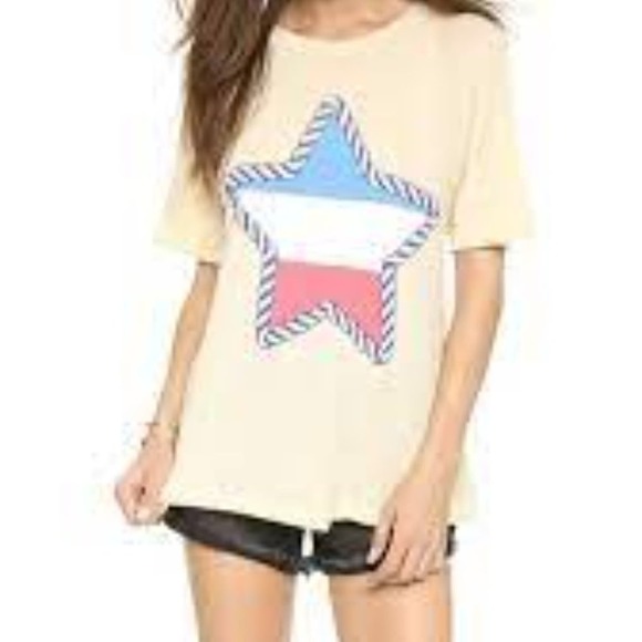 Wildfox Rope Star Perfect Soft Tee Shirt Yellow NWT Size Small - Picture 2 of 6